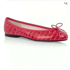 London Sole  Pink Henrietta Patent Leather Croc Effect Ballet Flat Size 6